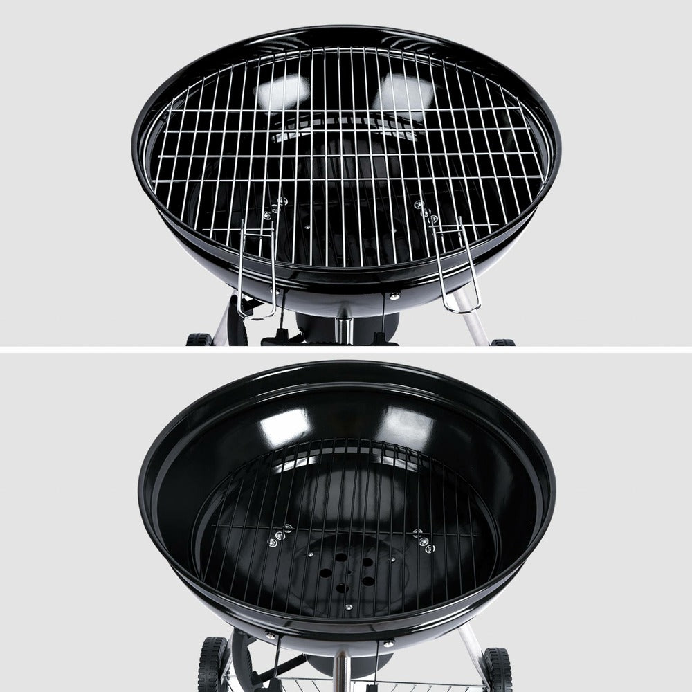  Barbecue Charbon De Bois ø57cm - Georges - Noir émaillé. Barbecue Avec Aérateurs. Émaillé. Fumoir. Récupérateur De Cendres