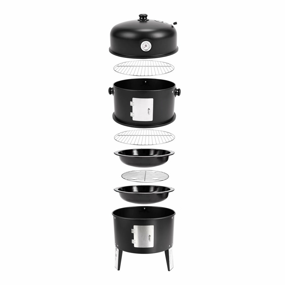  Barbecue Fumoir Au Charbon De Bois ø38cm – Edouard – Smoker Avec Aérateur. Fumoir. Gril. Boite De Fumage. Noir