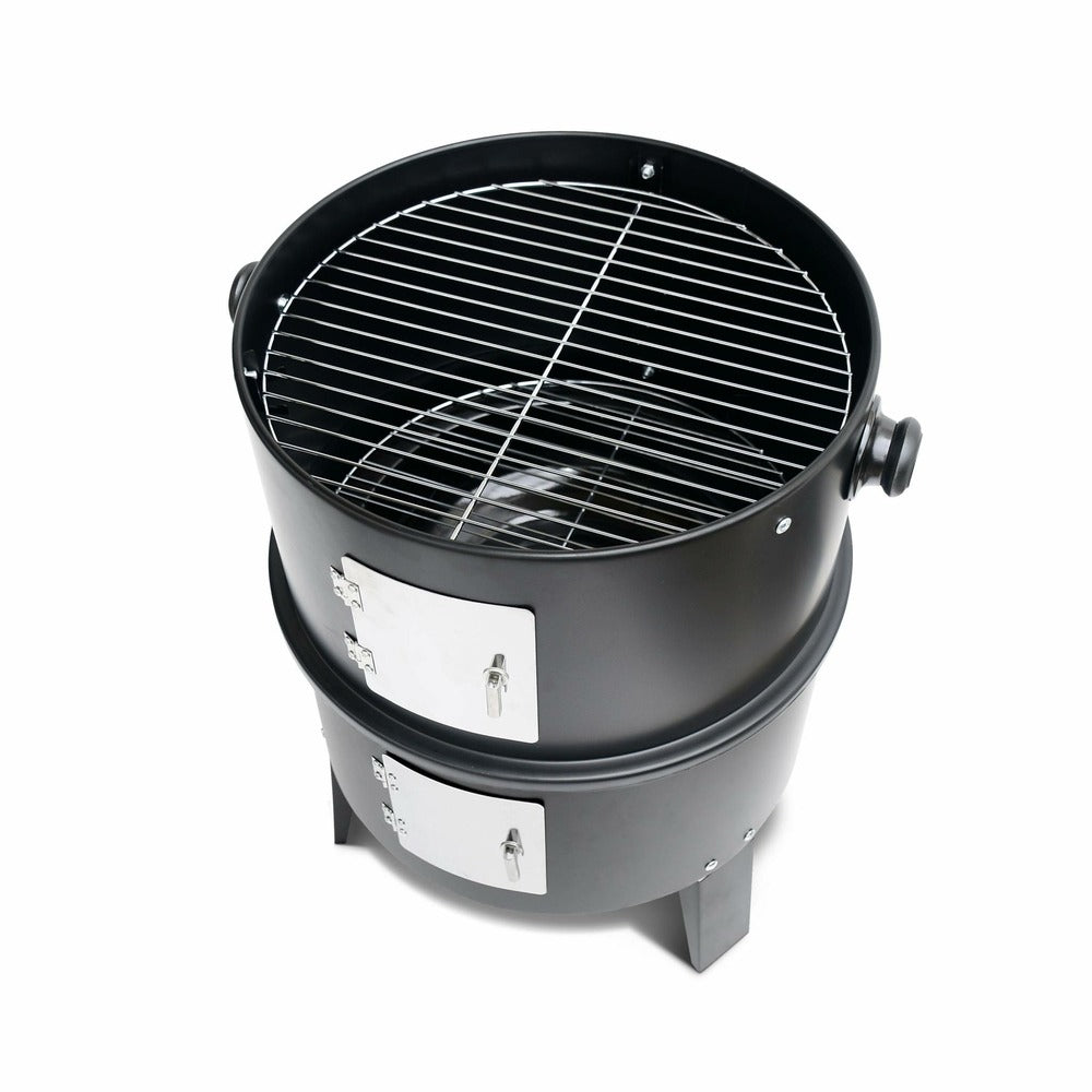  Barbecue Fumoir Au Charbon De Bois ø38cm – Edouard – Smoker Avec Aérateur. Fumoir. Gril. Boite De Fumage. Noir