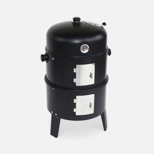  Barbecue Fumoir Au Charbon De Bois ø38cm – Edouard – Smoker Avec Aérateur. Fumoir. Gril. Boite De Fumage. Noir