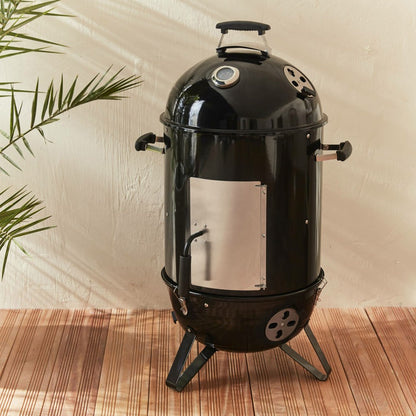  Barbecue Fumoir Au Charbon De Bois ø44cm – Jacques – Smoker Premium Avec Aérateurs. Fumoir. Gril. Boite De Fumage. Noir