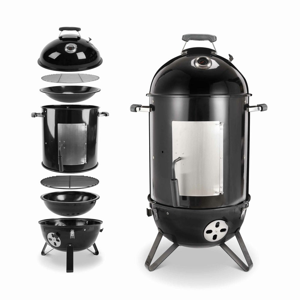 Barbecue Fumoir Au Charbon De Bois ø44cm – Jacques – Smoker Premium Avec Aérateurs. Fumoir. Gril. Boite De Fumage. Noir