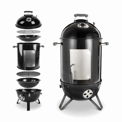  Barbecue Fumoir Au Charbon De Bois ø44cm – Jacques – Smoker Premium Avec Aérateurs. Fumoir. Gril. Boite De Fumage. Noir