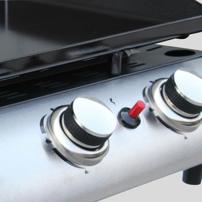  Plancha Au Gaz 3 Feux - Porthos 3 Brûleurs - 7.5 Kw. Barbecue. Cuisine Extérieure. Grande Plaque émaillée. Inox