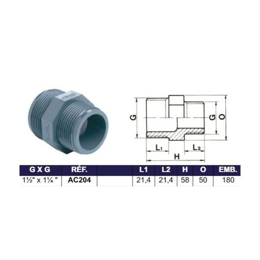  Douille Reduction Filete 1"1/2 X1"1/4