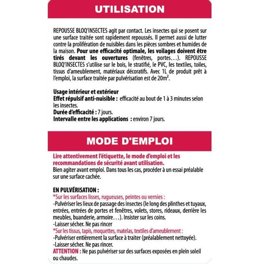 Lot 2l Répulsif Spray Nouvelle Formule - Repousse Insectes Volants & Rampants - Fabriqué En France