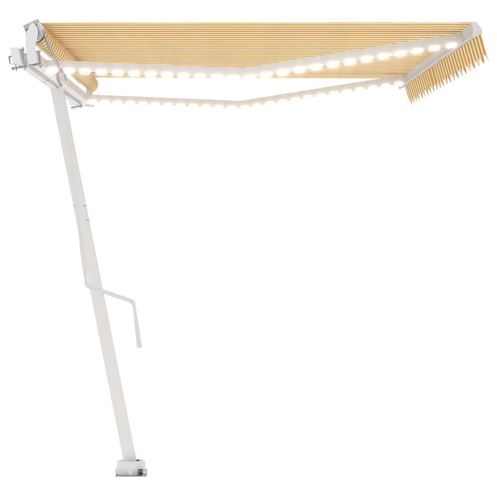 VIDAXL Auvent Automatique Capteur De Vent Led 500x350cm Jaune Et Blanc