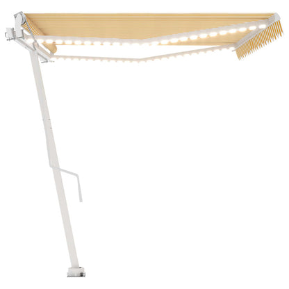 VIDAXL Auvent Automatique Capteur De Vent Led 500x350cm Jaune Et Blanc