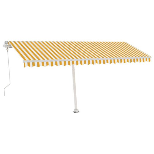 VIDAXL Auvent Automatique Capteur De Vent Led 500x350cm Jaune Et Blanc