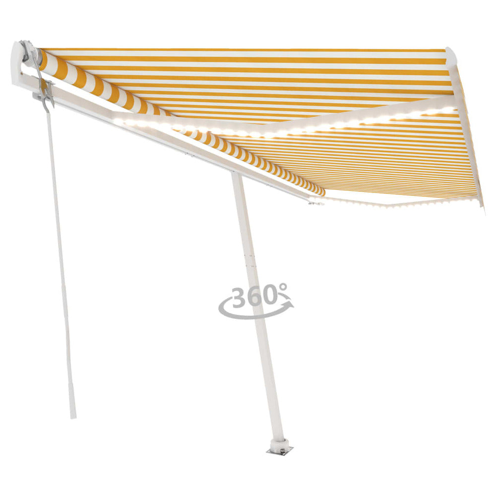 VIDAXL Auvent Automatique Capteur De Vent Led 500x350cm Jaune Et Blanc
