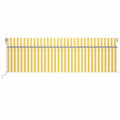 VIDAXL Auvent Rétractable Automatique Avec Store 5x3 M Jaune Et Blanc