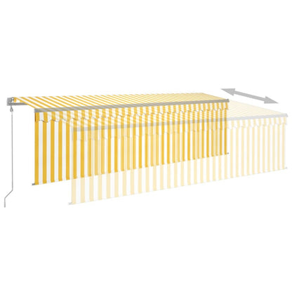 VIDAXL Auvent Rétractable Automatique Avec Store 5x3 M Jaune Et Blanc