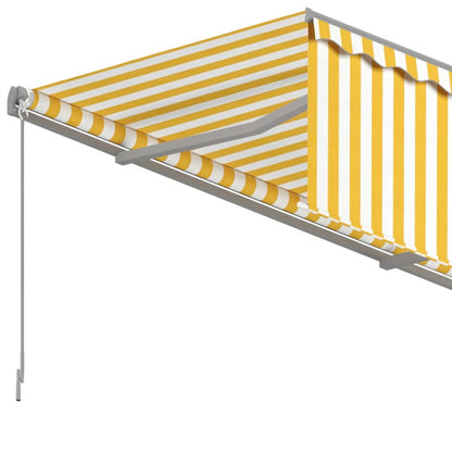VIDAXL Auvent Rétractable Automatique Avec Store 5x3 M Jaune Et Blanc