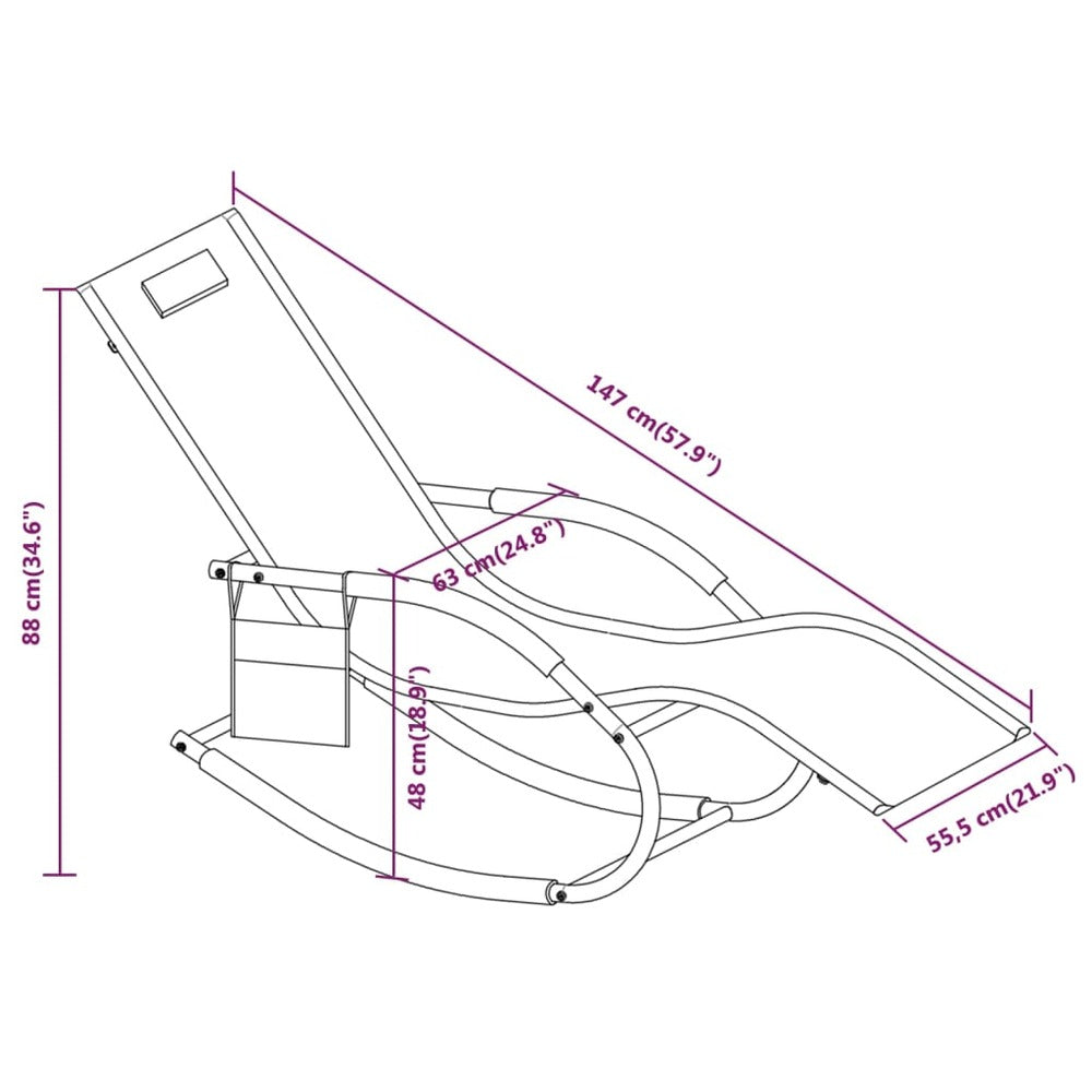 VIDAXL Chaises Longues à Bascule 2 Pcs Crème Acier Et Textilène