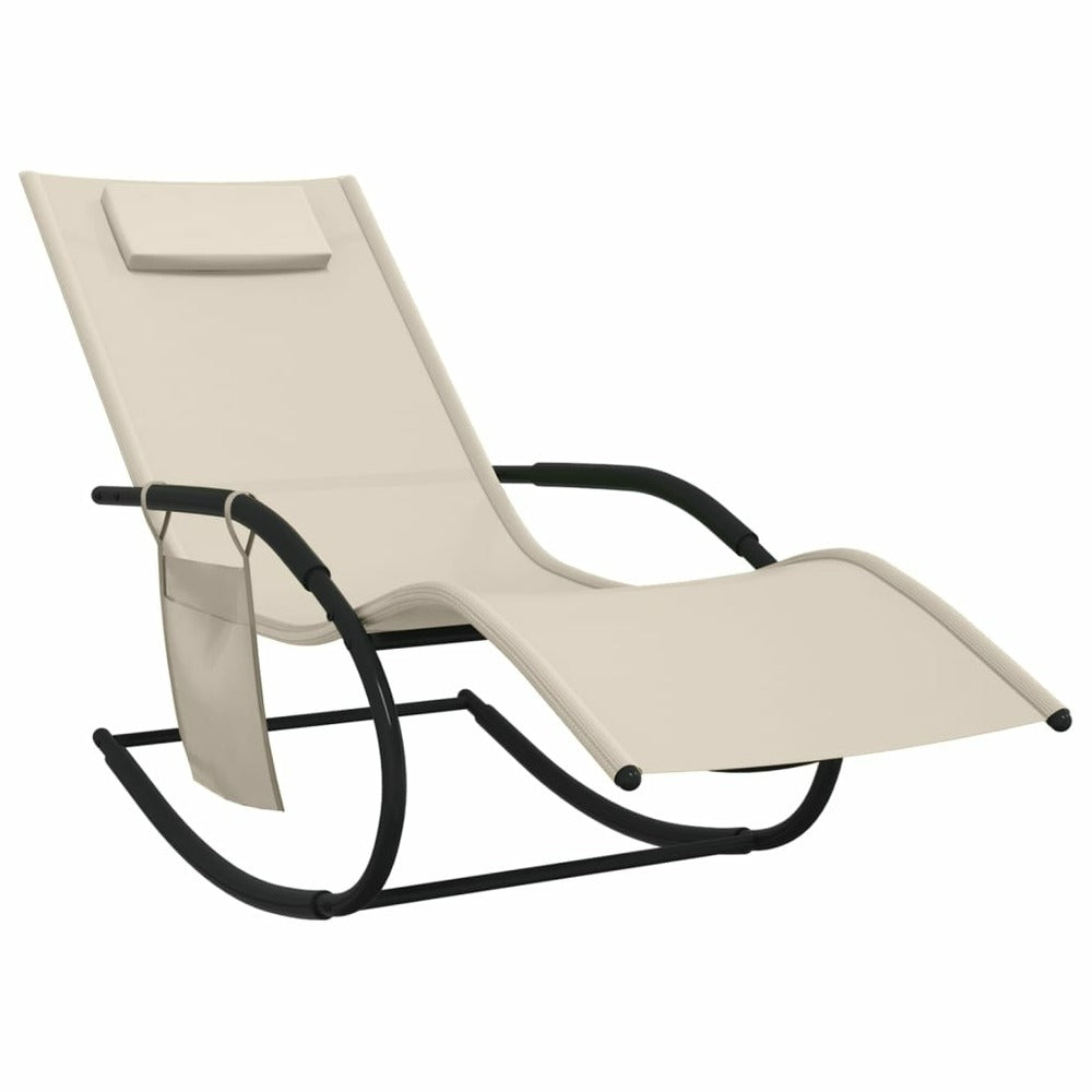 VIDAXL Chaises Longues à Bascule 2 Pcs Crème Acier Et Textilène