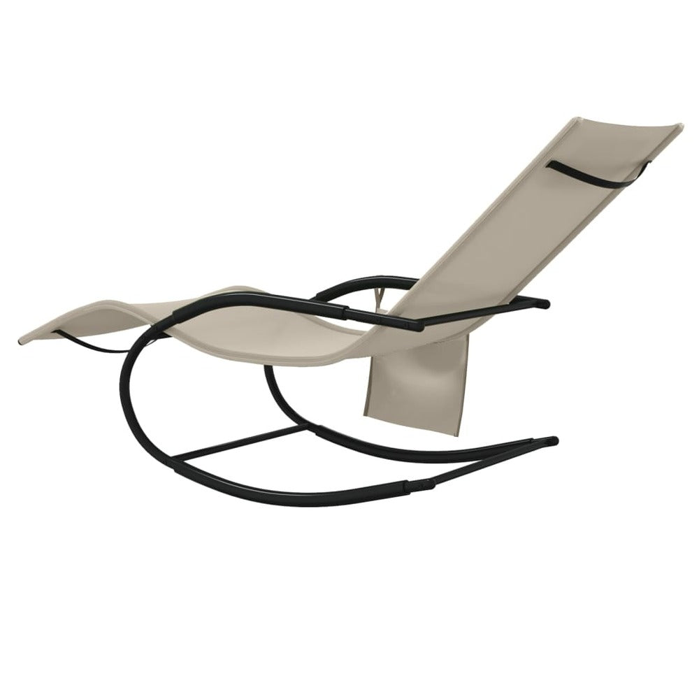 VIDAXL Chaises Longues à Bascule 2 Pcs Crème Acier Et Textilène