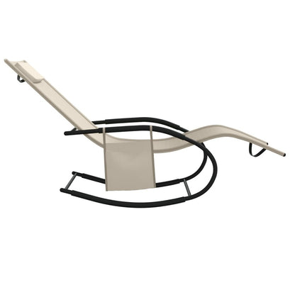 VIDAXL Chaises Longues à Bascule 2 Pcs Crème Acier Et Textilène