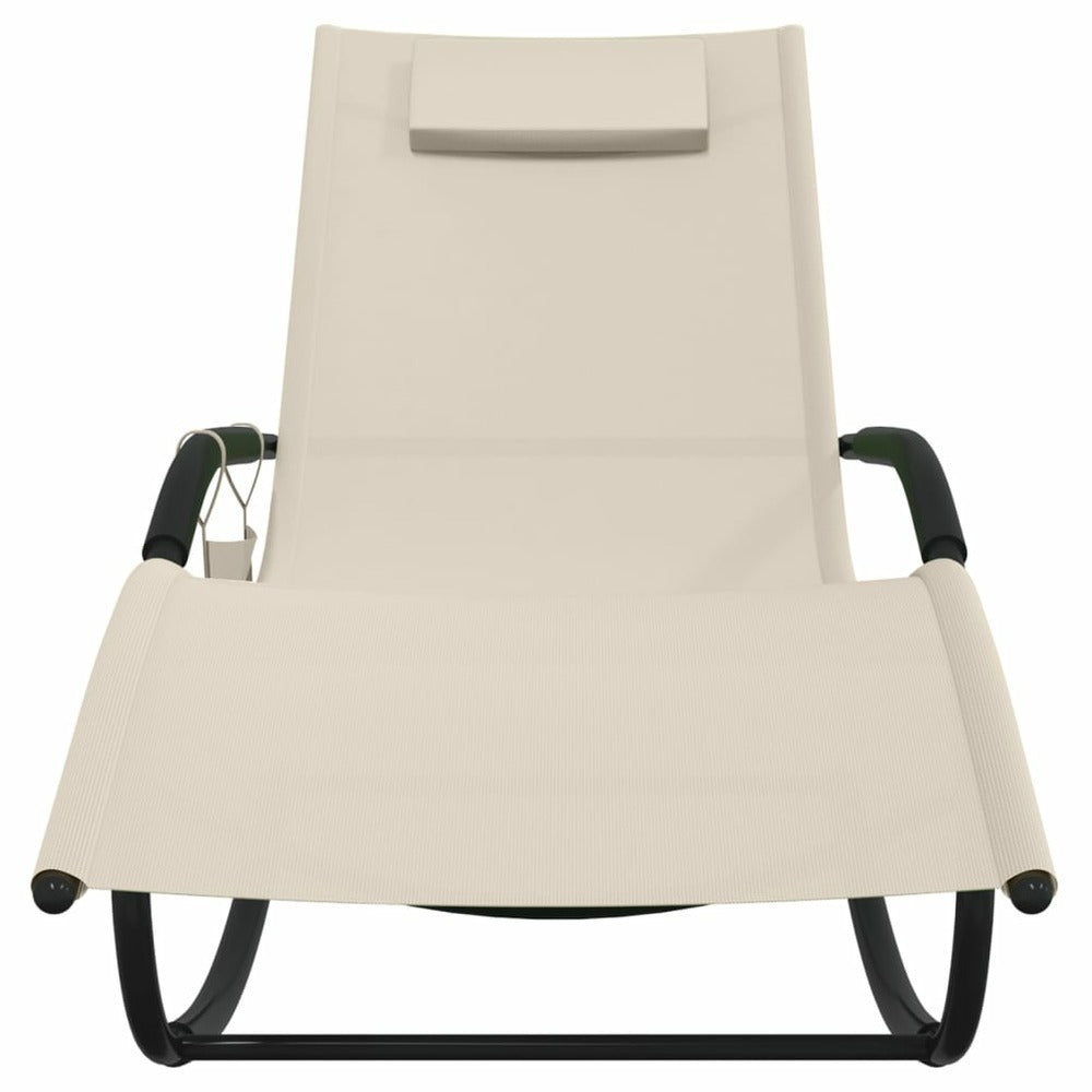 VIDAXL Chaises Longues à Bascule 2 Pcs Crème Acier Et Textilène