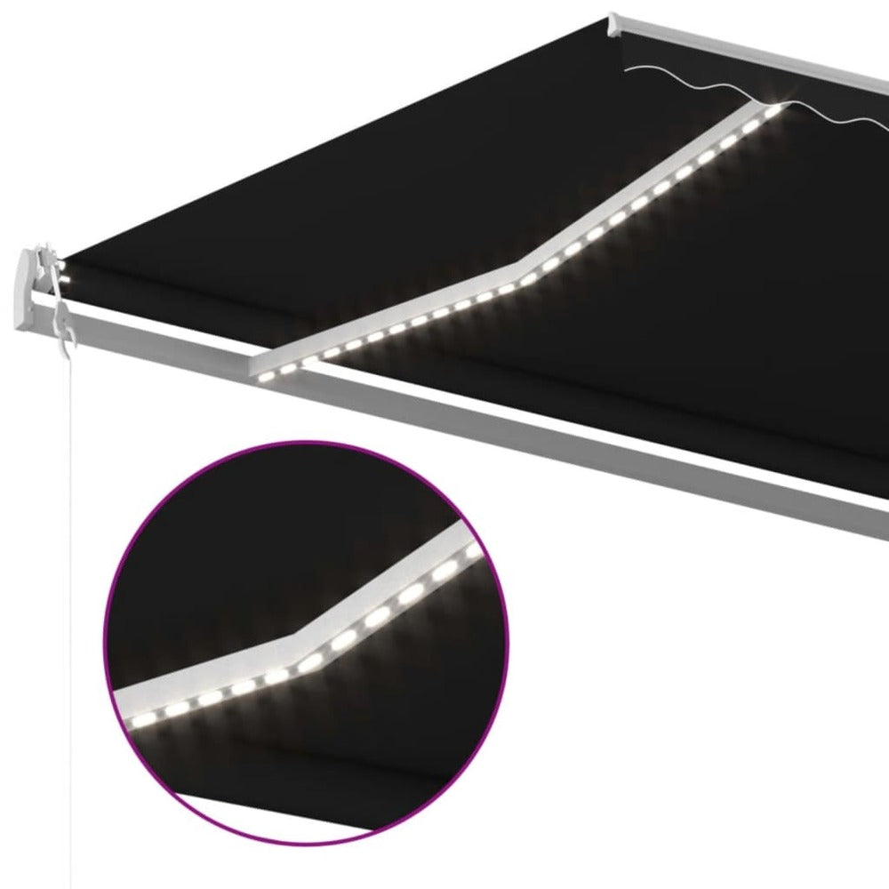 VIDAXL Auvent Automatique Et Capteur De Vent/led 500x300 Cm Anthracite