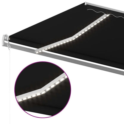 VIDAXL Auvent Automatique Et Capteur De Vent/led 500x300 Cm Anthracite