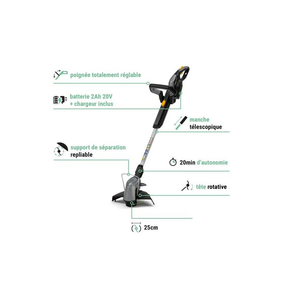  Coupe Bordure Sans Fil 20v Batterie Lithium 2.0 Ah + Chargeur Alpina Coupe 25cm