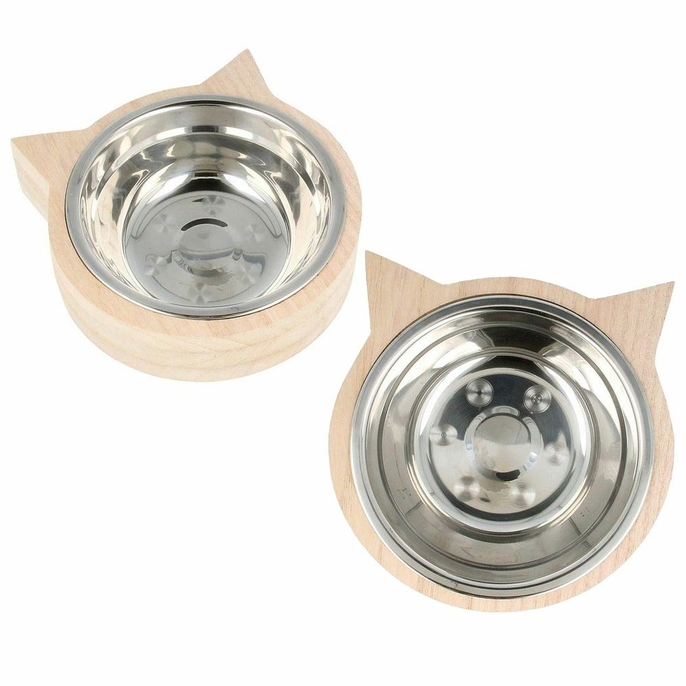  2 Gamelles Inox Tête De Chat à Décorer