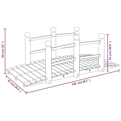 VIDAXL Pont De Jardin Avec Garde-corps 150x67x56cm Bois Massif épicéa