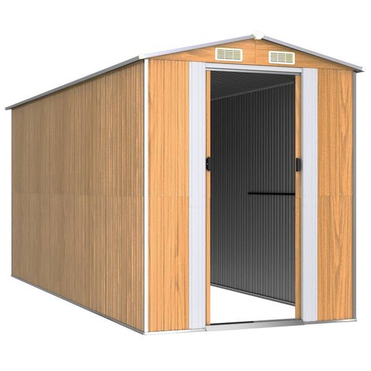 VIDAXL Abri De Jardin Marron Clair 192x440x223 Cm Acier Galvanisé