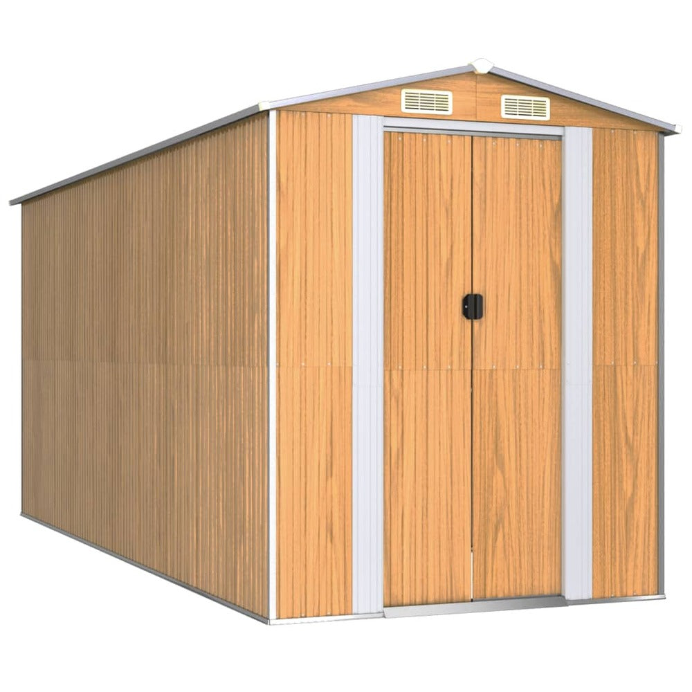 VIDAXL Abri De Jardin Marron Clair 192x440x223 Cm Acier Galvanisé
