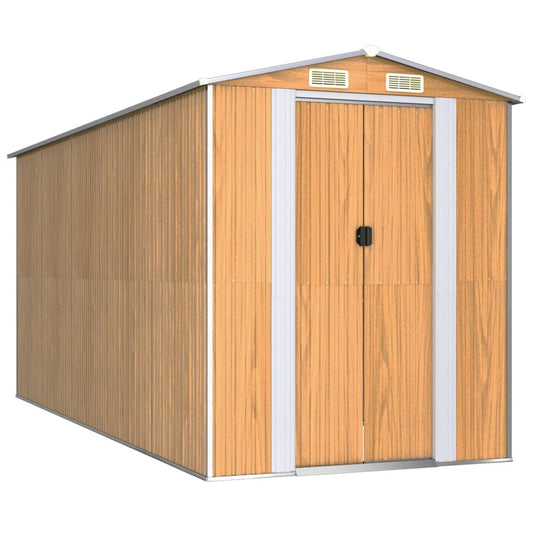 VIDAXL Abri De Jardin Marron Clair 192x440x223 Cm Acier Galvanisé