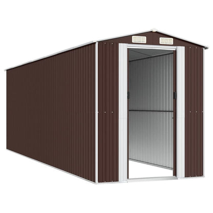 VIDAXL Abri De Jardin Marron Foncé 192x606x223 Cm Acier Galvanisé