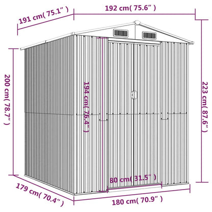 VIDAXL Abri De Jardin Anthracite 192x191x223 Cm Acier Galvanisé