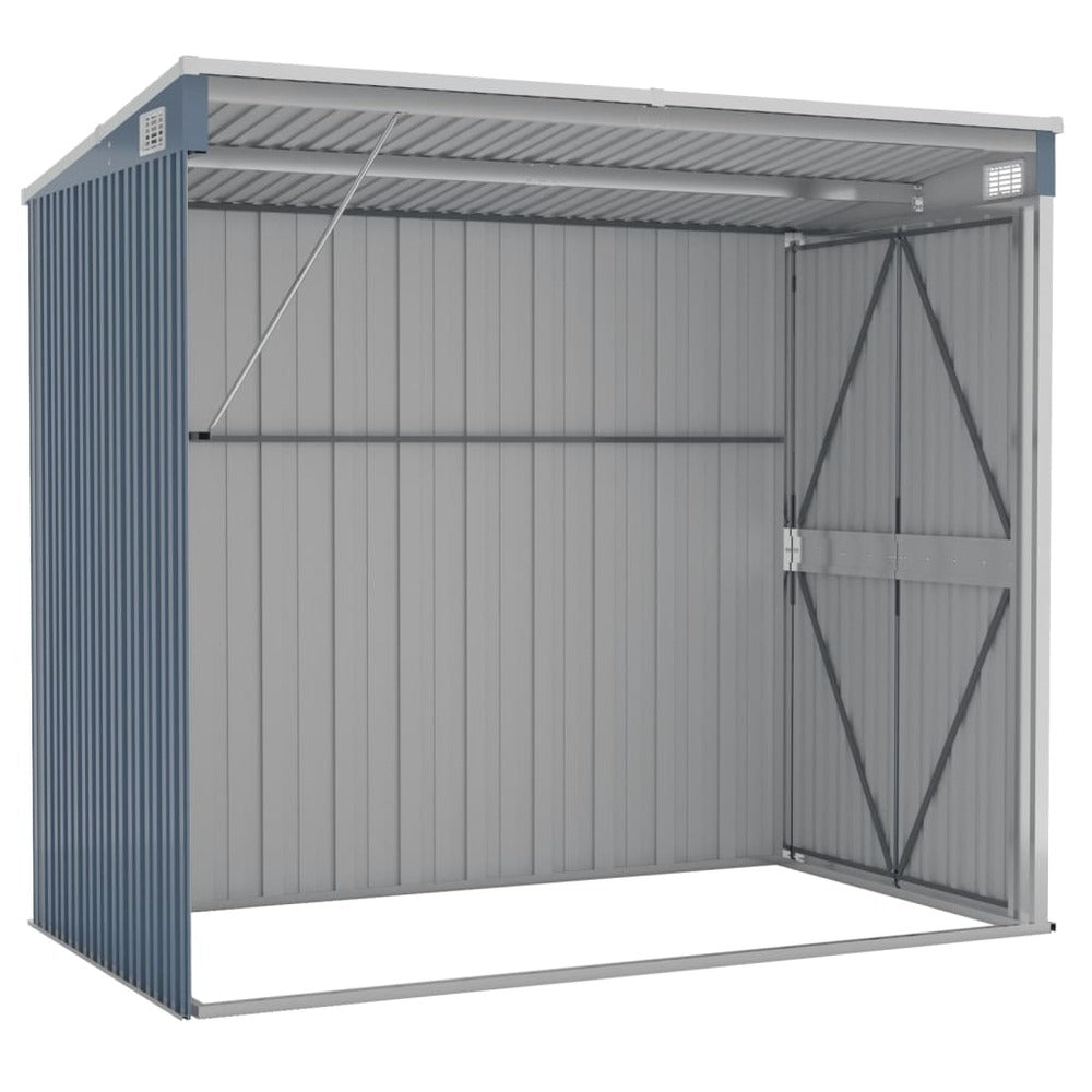 VIDAXL Abri De Jardin Mural Gris 118x194x178 Cm Acier Galvanisé