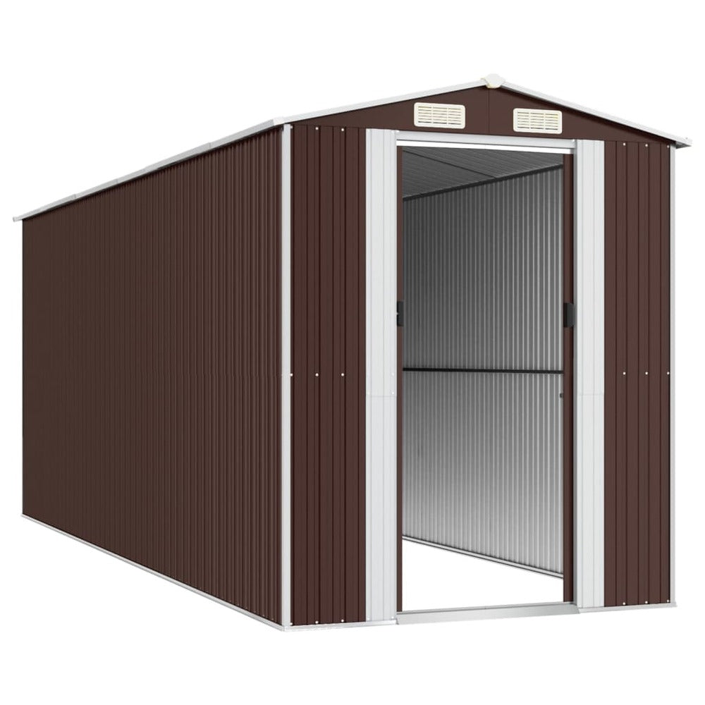 VIDAXL Abri De Jardin Marron Foncé 192x523x223 Cm Acier Galvanisé