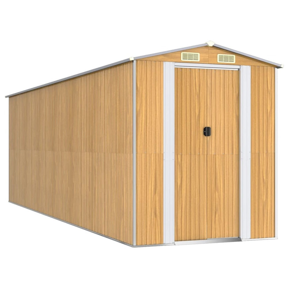 VIDAXL Abri De Jardin Marron Clair 192x606x223 Cm Acier Galvanisé
