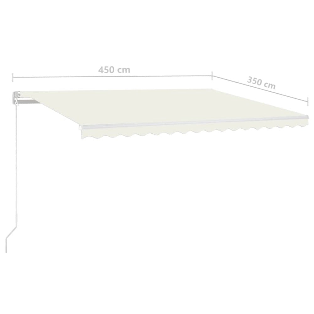 VIDAXL Auvent Manuel Rétractable Avec Led 450x350 Cm Crème