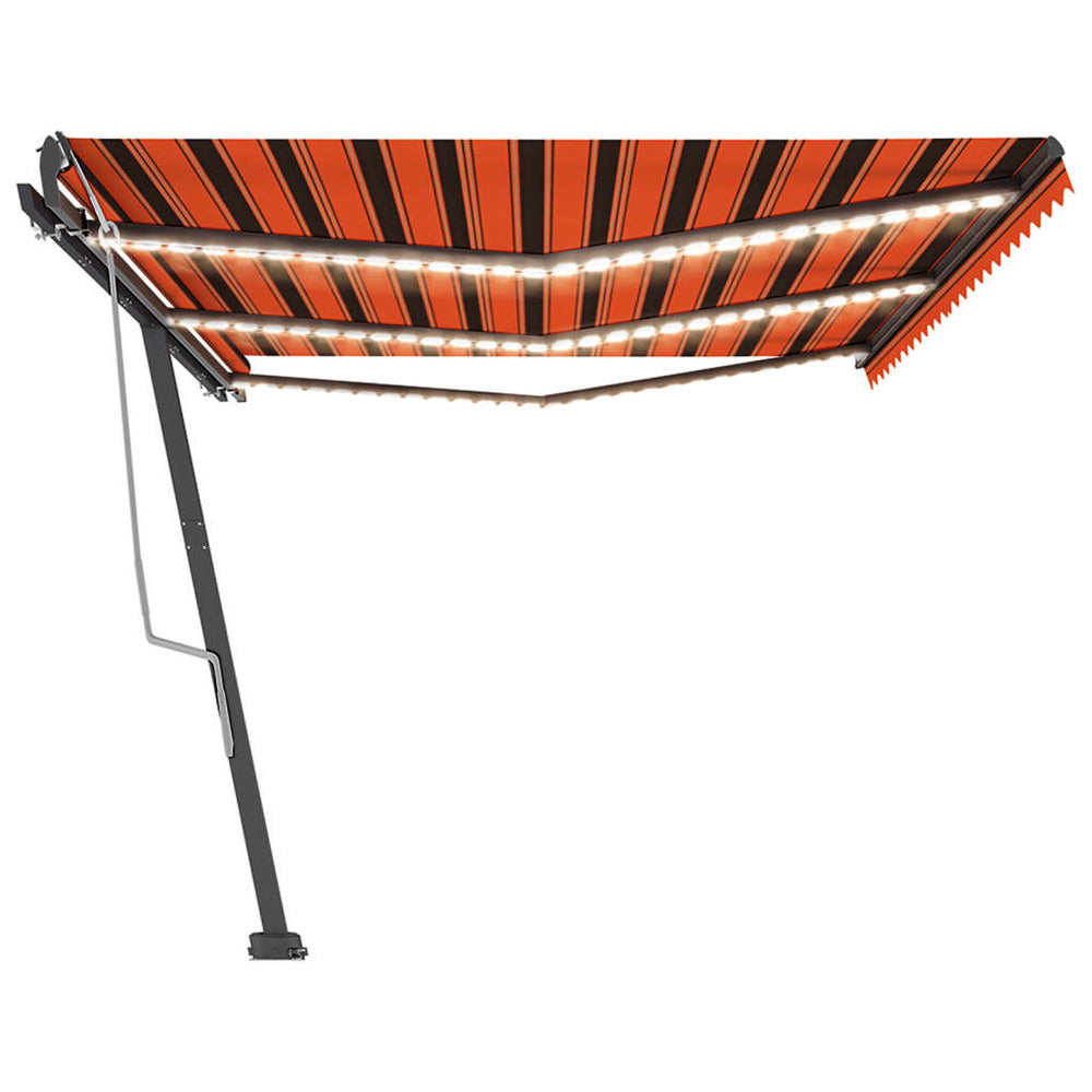 VIDAXL Auvent Manuel Rétractable Avec Led 600x350 Cm Orange Et Marron