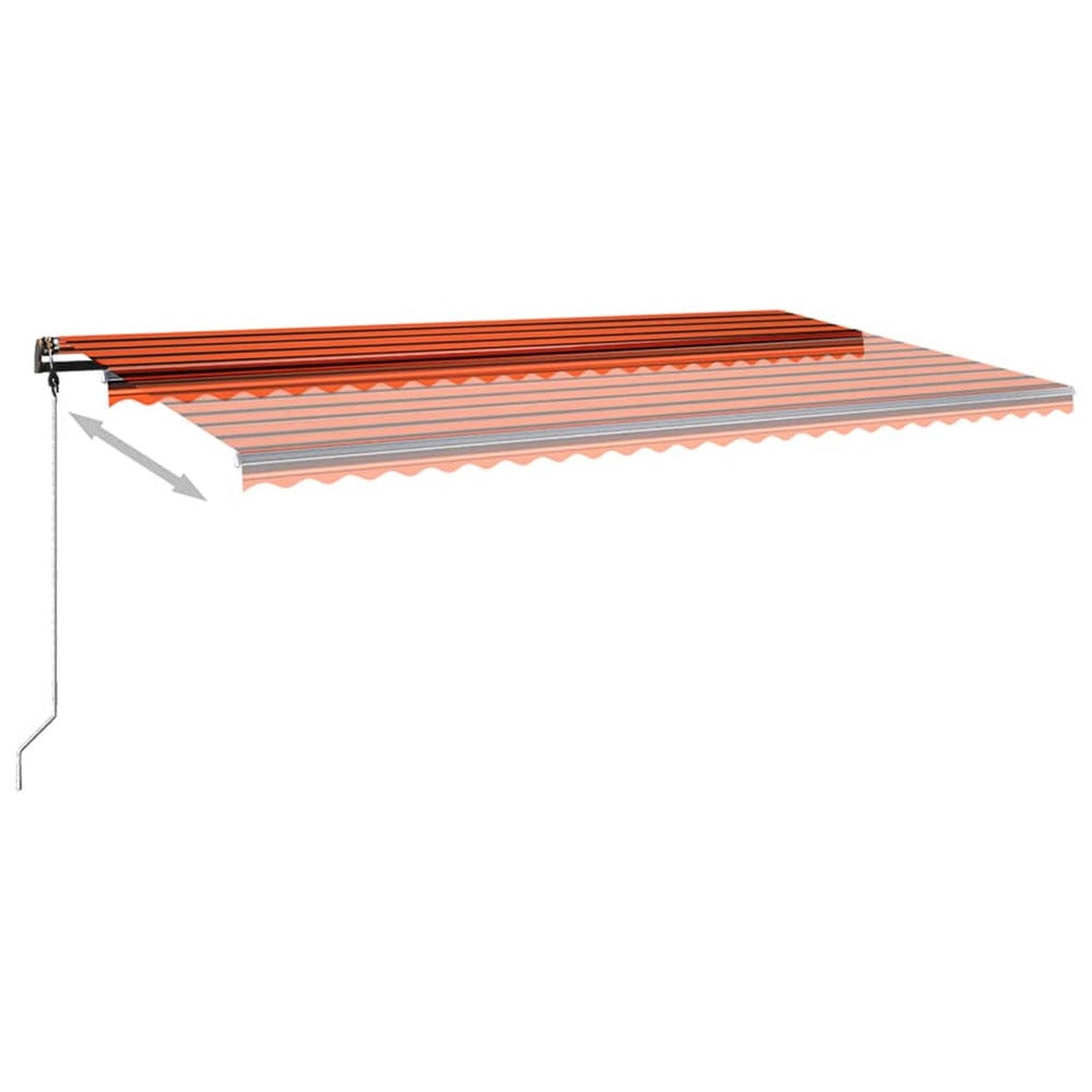 VIDAXL Auvent Manuel Rétractable Avec Led 600x350 Cm Orange Et Marron