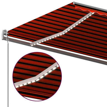 VIDAXL Auvent Manuel Rétractable Avec Led 600x350 Cm Orange Et Marron