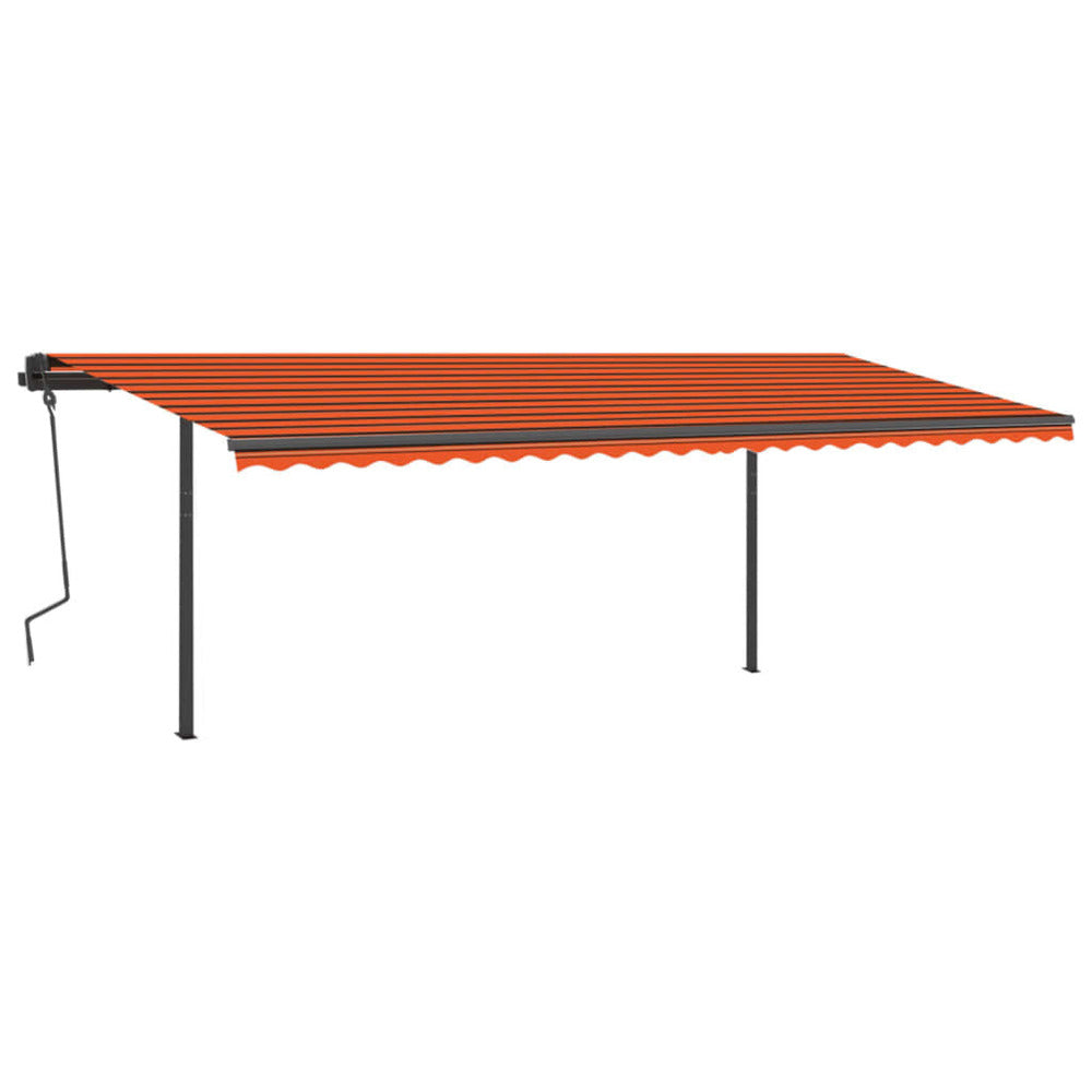 VIDAXL Auvent Manuel Rétractable Avec Led 6x3,5 M Orange Et Marron