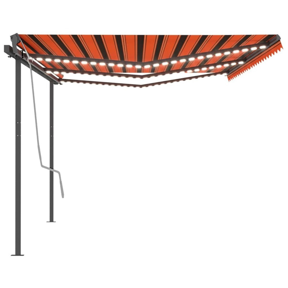 VIDAXL Auvent Manuel Rétractable Avec Led 6x3,5 M Orange Et Marron