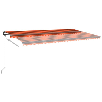 VIDAXL Auvent Manuel Rétractable Avec Led 6x3,5 M Orange Et Marron