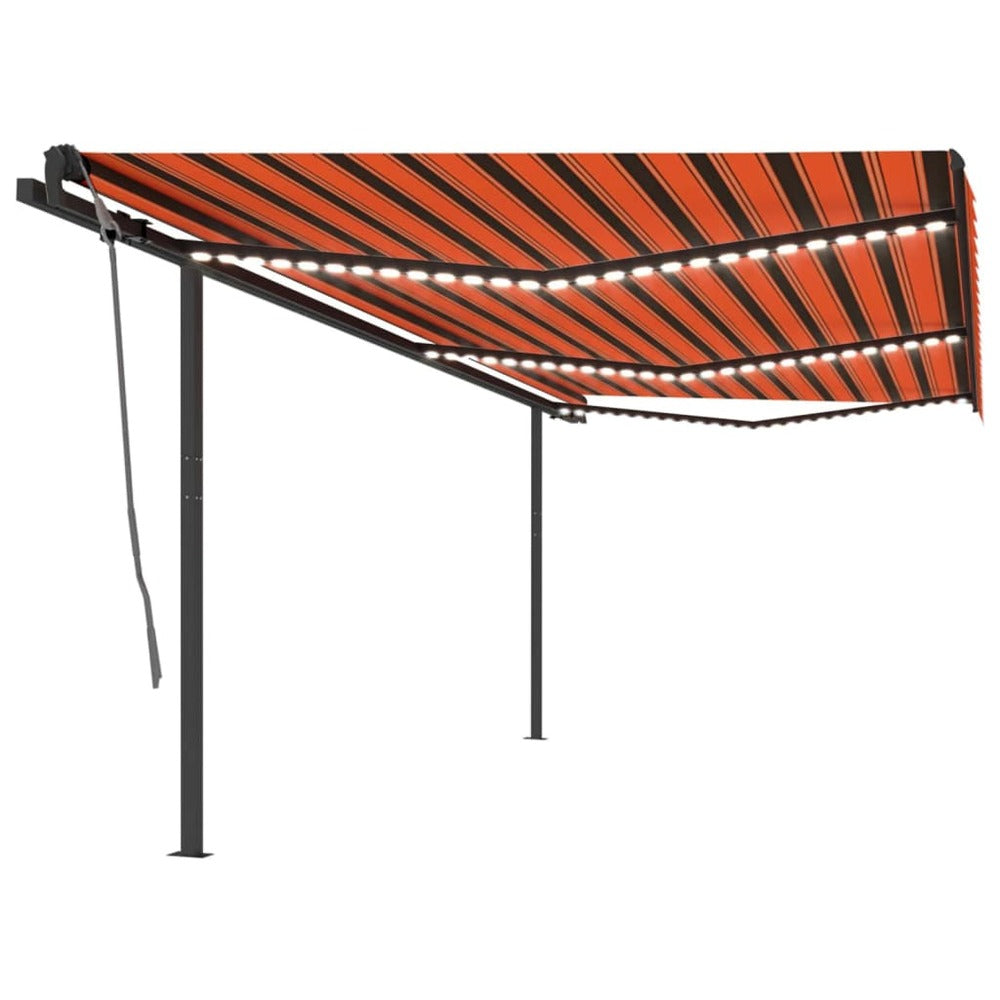 VIDAXL Auvent Manuel Rétractable Avec Led 6x3,5 M Orange Et Marron