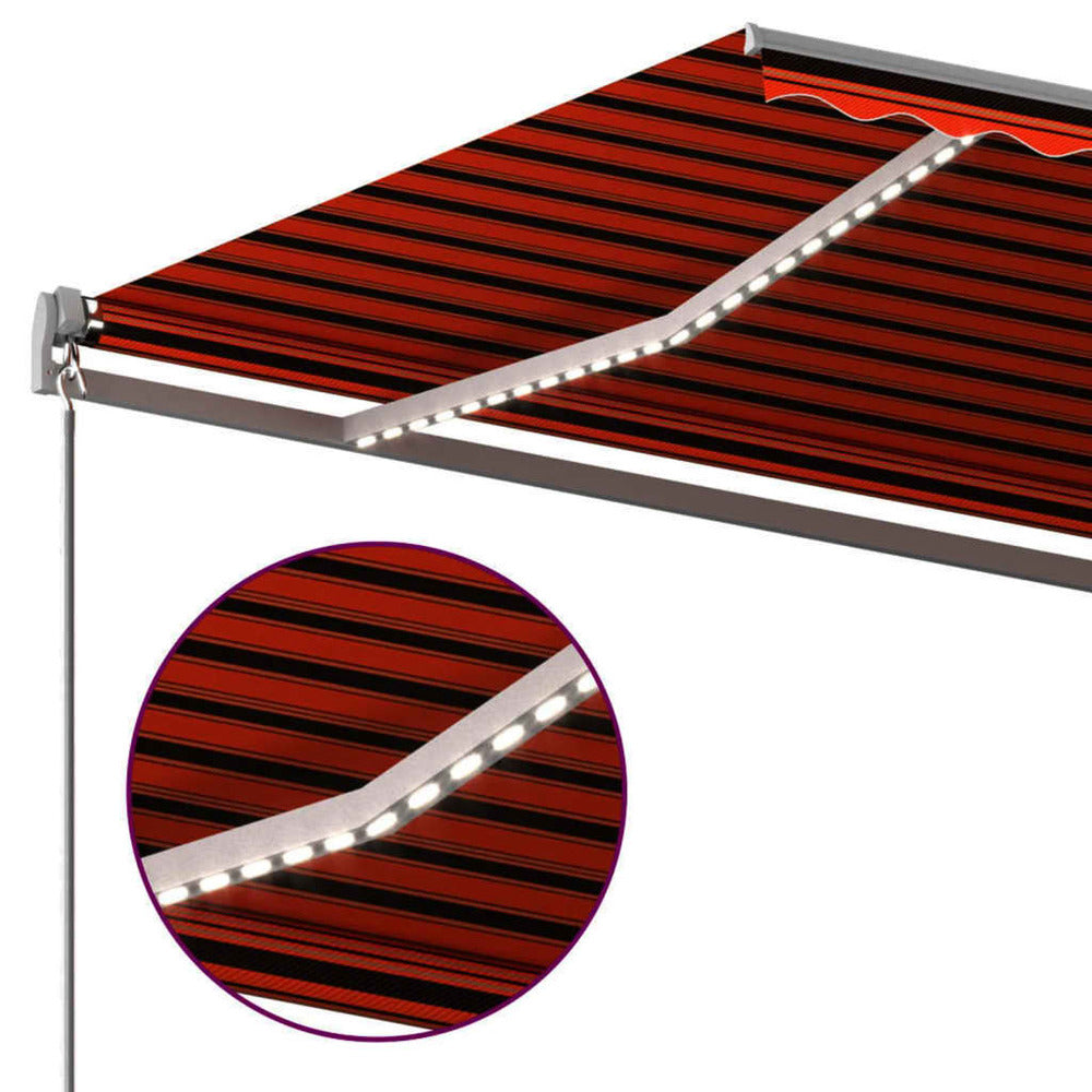 VIDAXL Auvent Manuel Rétractable Avec Led 6x3,5 M Orange Et Marron