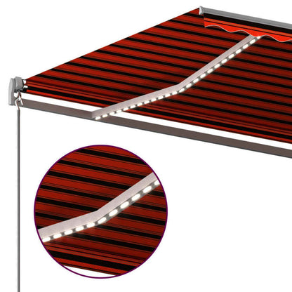 VIDAXL Auvent Manuel Rétractable Avec Led 6x3,5 M Orange Et Marron