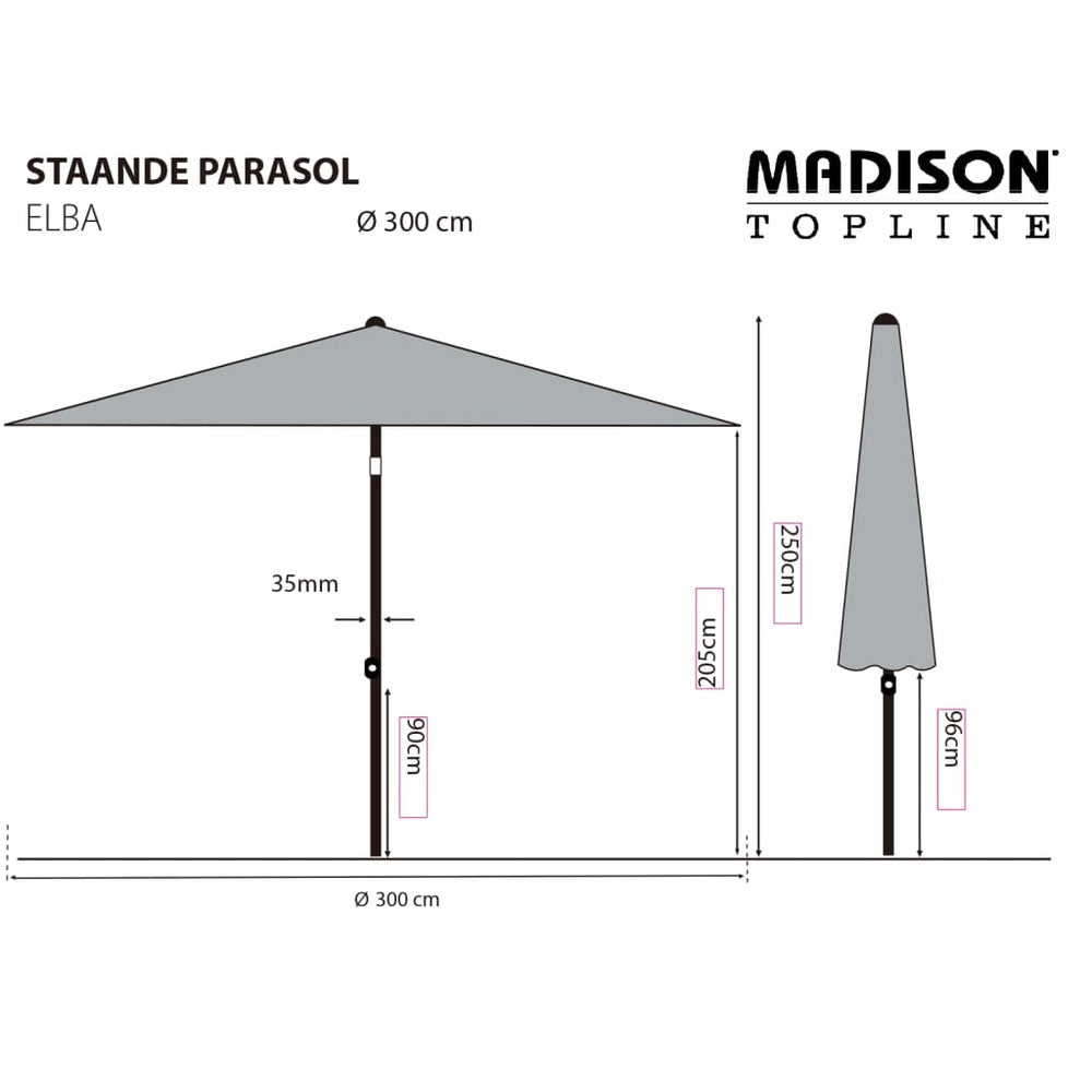 Madison Parasol Elba 300 Cm Taupe