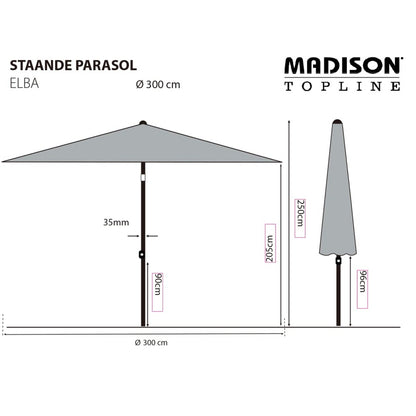Madison Parasol Elba 300 Cm Taupe