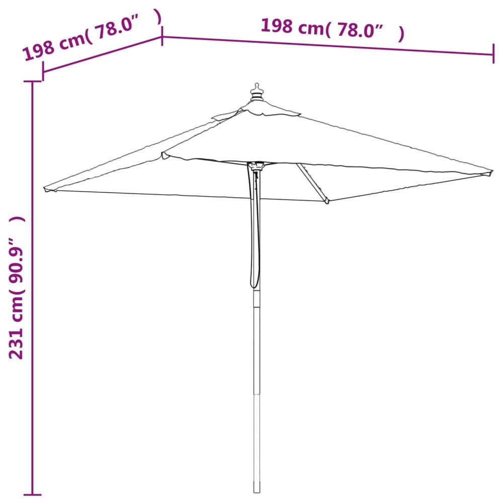 VIDAXL Parasol De Jardin Avec Mât En Bois Vert 198x198x231 Cm