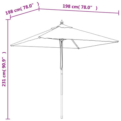 VIDAXL Parasol De Jardin Avec Mât En Bois Vert 198x198x231 Cm