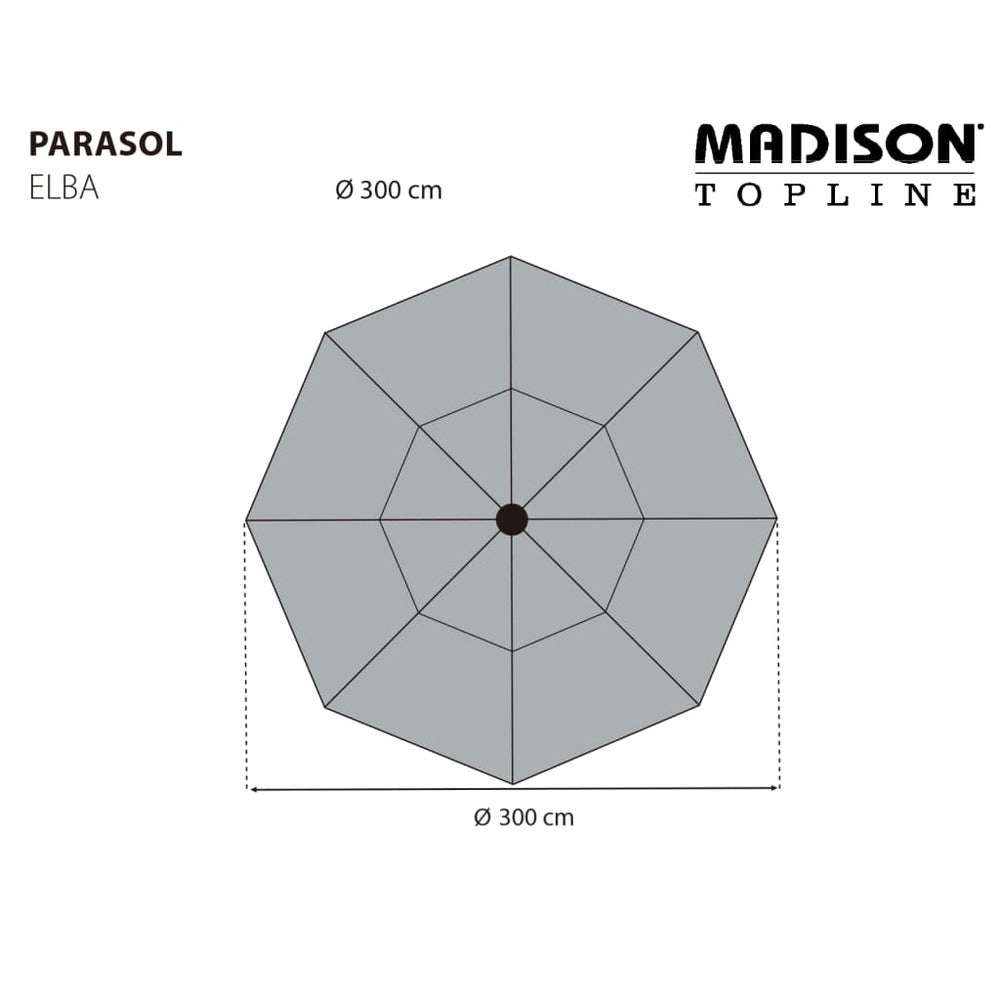 Madison Parasol Elba 300 Cm Gris